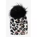 Sportalm Вязаная шапка с лео жаккардом и меховым помпоном