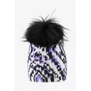 Sportalm Вязаная шапка с узором икат и меховым помпоном