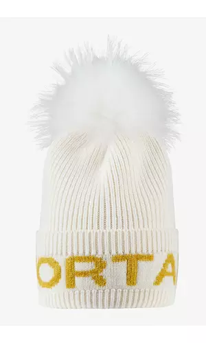 Sportalm Шапка крупной вязки с помпоном из натурального меха