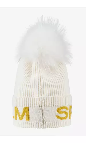 Sportalm Шапка крупной вязки с помпоном из натурального меха