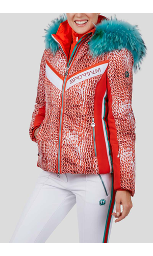 Sportalm Куртка с анималистичным принтом и контрастным мехом