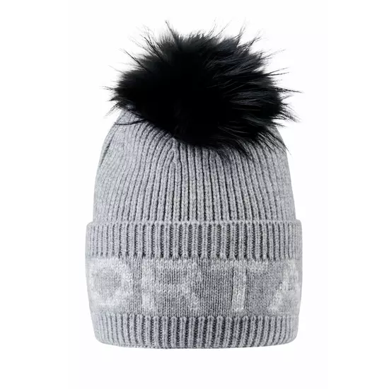 Sportalm Шапка крупной вязки с помпоном из натурального меха