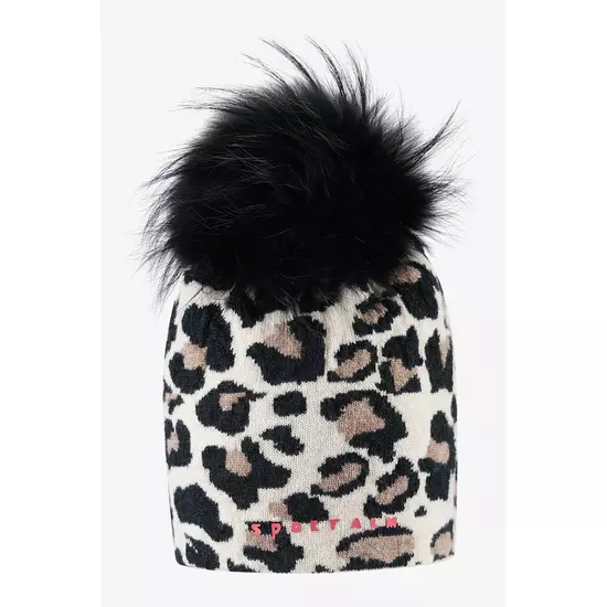 Sportalm Вязаная шапка с лео жаккардом и меховым помпоном