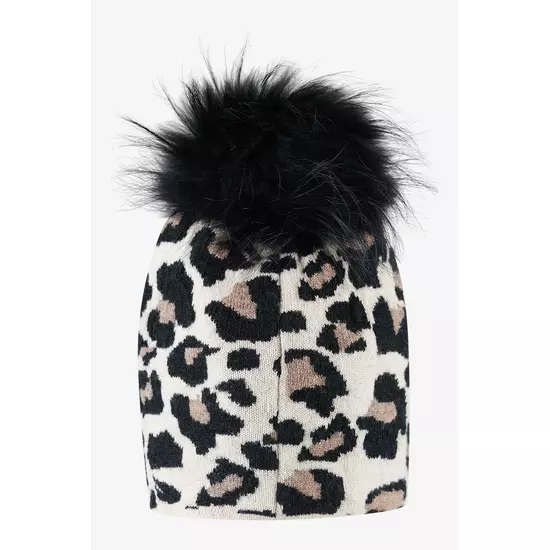 Sportalm Вязаная шапка с лео жаккардом и меховым помпоном
