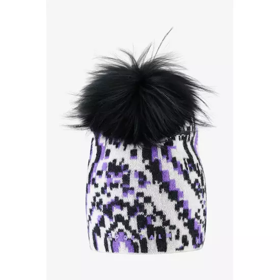 Sportalm Вязаная шапка с узором икат и меховым помпоном