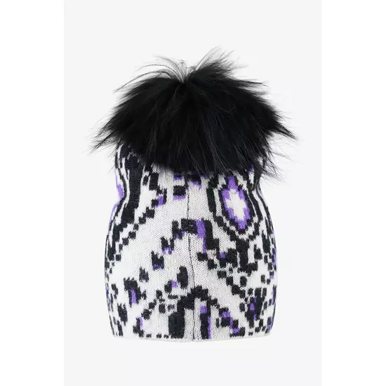 Sportalm Вязаная шапка с узором икат и меховым помпоном